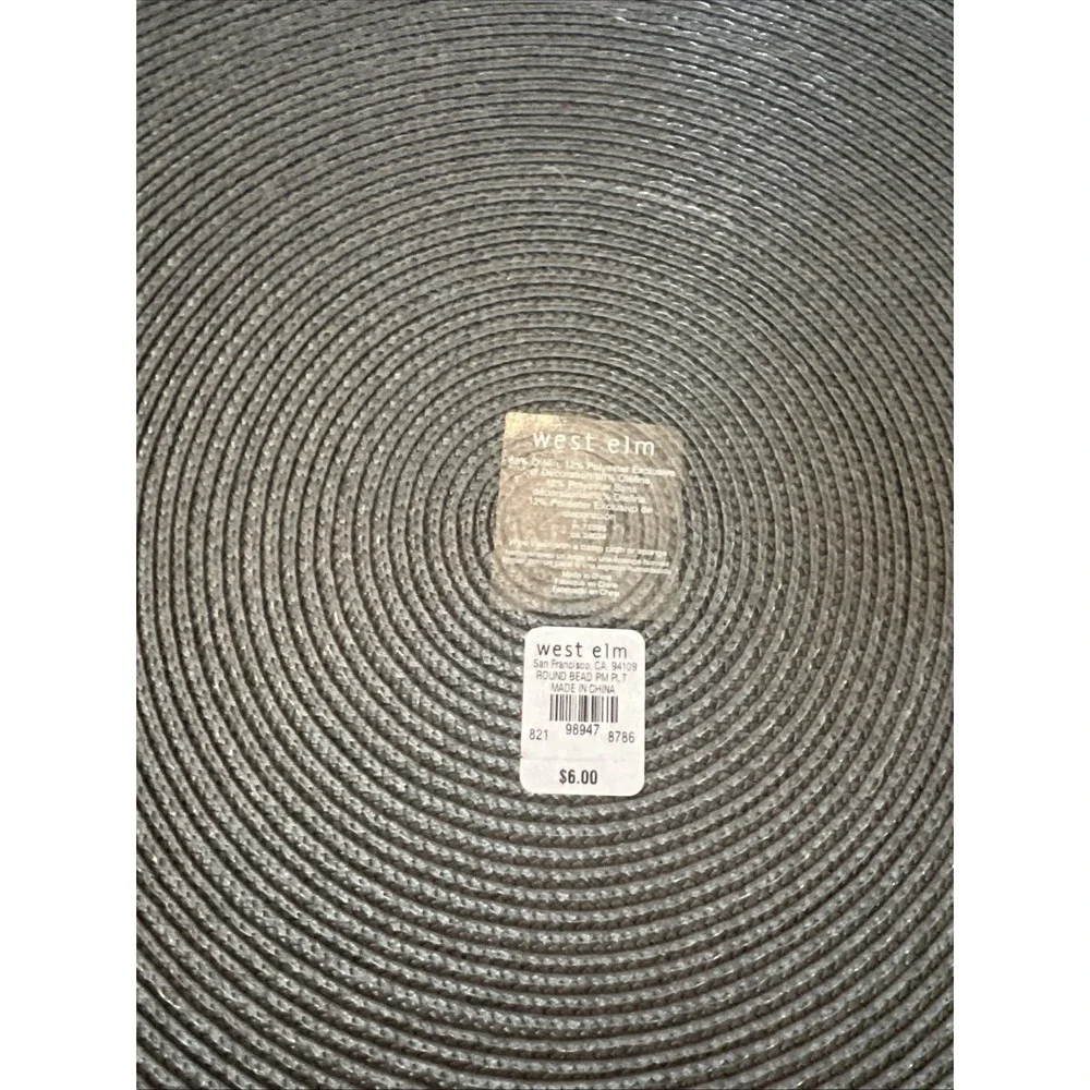 Lot Of 6 West Elm Gray Placemats Round Beaded
